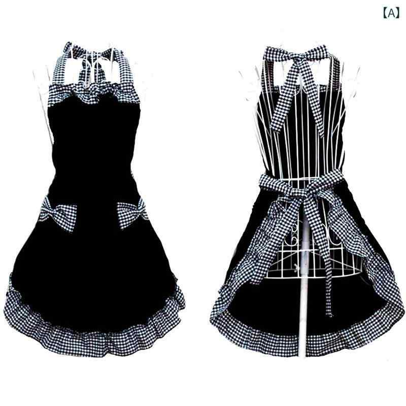 エプロン レディース 女性用 かわいい おしゃれ レトロ メイド風 リボン フリル キッチン 料理 調理 家..