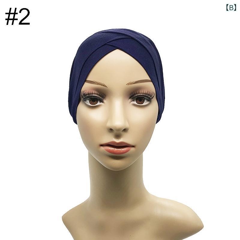 narukiのターバン レディース 女性用 高品質 コットン モダール 伸縮性 ストレッチ フロントクロスデザイン 医療用 インナーキャップ ヘッドラップ ヘッドカバー 普段使い おしゃれ ミセス シニア｜アングル2