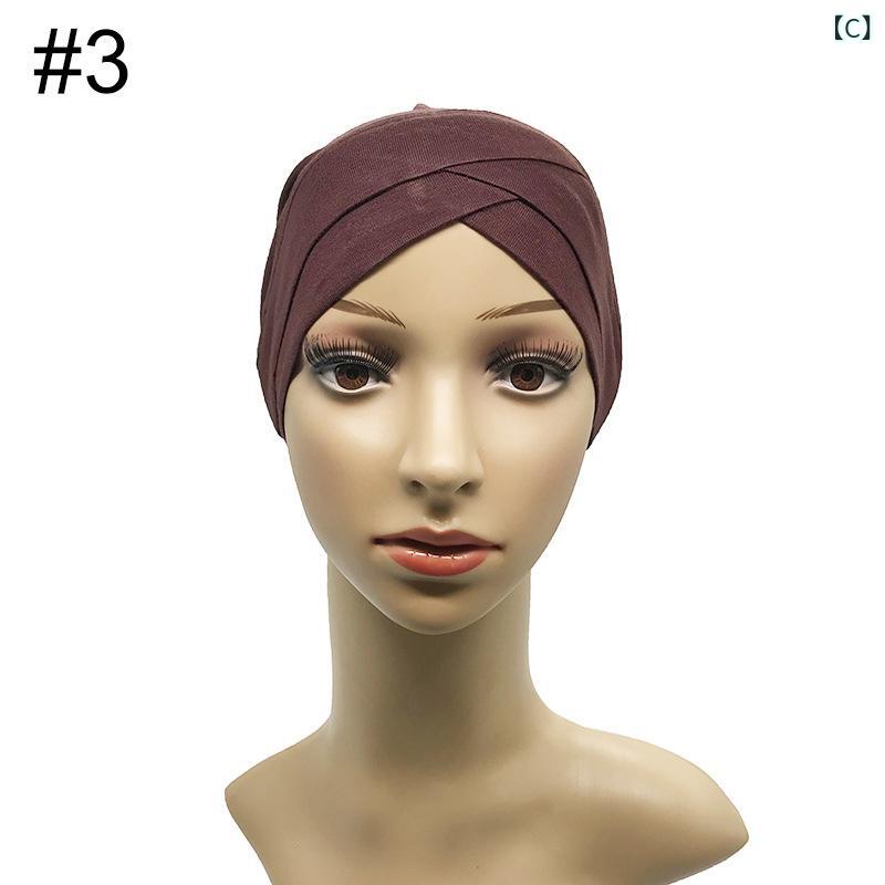 narukiのターバン レディース 女性用 高品質 コットン モダール 伸縮性 ストレッチ フロントクロスデザイン 医療用 インナーキャップ ヘッドラップ ヘッドカバー 普段使い おしゃれ ミセス シニア｜アングル3