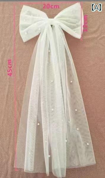 髪飾り レディース パール リボン チュール ミニベール ウェディング 結婚式 ブライダル 前撮り 披露宴..