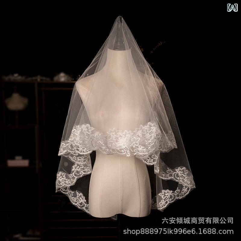 ベール レディース ウェディング 結婚式 ブライダル 髪飾り ヘッドドレス レース フリル フェイスベー..