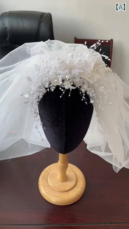 ベール 花嫁 ブライダル ウェディング パール フラワー フレンチレトロ ロマンティック 結婚式 前撮り ..