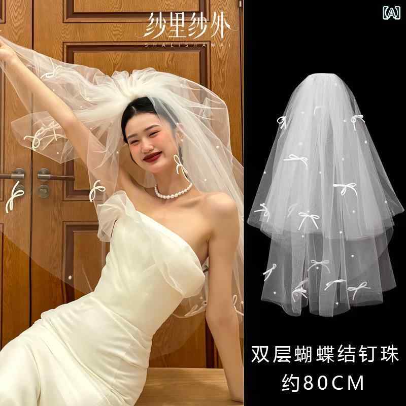 ヘアアクセサリー 花嫁 ウェディング 結婚式 前撮り 挙式 フォトウェディング チュール リボン パール ..