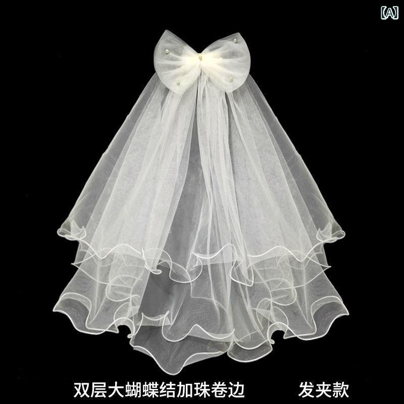 ・カテゴリ: ヘッドドレス・スタイル: シンプル・主な素材: ネットヤーン・対象: 女性用・柄: 無地・タイプ: ダブルレイヤー・カラー展開: ホワイト（バタフライ）、ホワイト（リボン）、ホワイト（プレーンパール）、ホワイト（ヘアコームリボ...