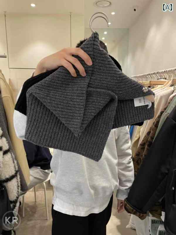 つけ襟 レディース 秋冬 ハイネック ニット ショール プルオーバー スナップボタン 無地 防寒 保温 あ..