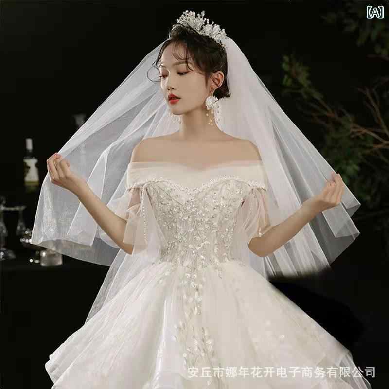 ベール レディース ブライダル ウェディング 結婚式 撮影用 前撮り 後撮り シンプル ナチュラル 韓国風..