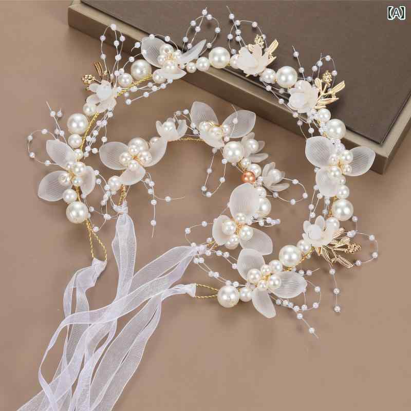 ヘアアクセサリー レディース ピンク ホワイト 花冠 カチューシャ ブライダル ウェディング 結婚式 フ..