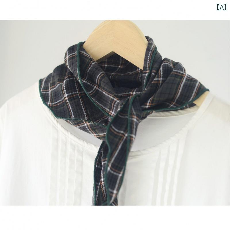 バンダナ 男女兼用 コットン チェック柄 三角 UVカット 保温 防寒 万能 旅行 普段使い おしゃれ カジュ..