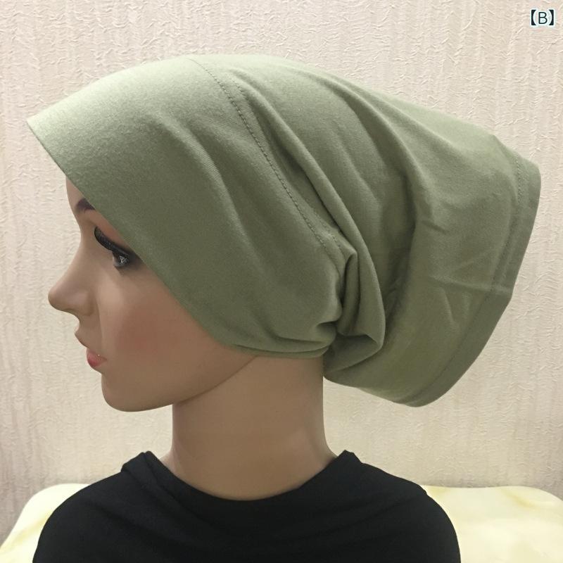 ターバン レディース 女性用 綿 コットン 裏地付き インナーキャップ アラビアンスタイル マレーシア風 エスニック 無地 通年 オールシーズン