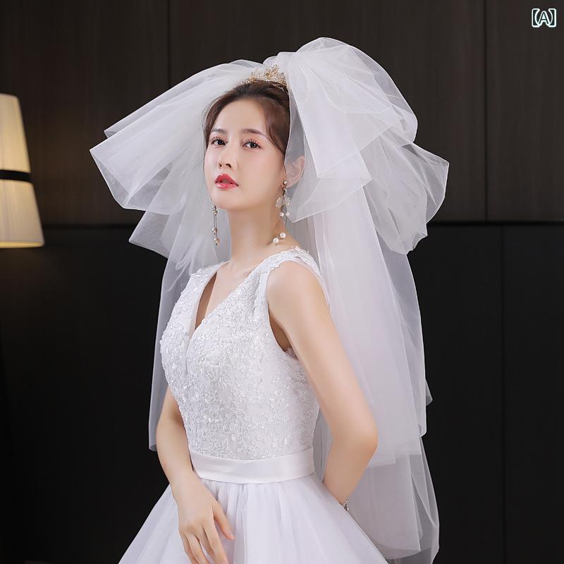 ウェディングベール レディース 韓国風 多層 チュール ボリューム 雲モチーフ エレガント ふわふわ ブライダル ヘッドドレス フォトウェディング 結婚式 前撮り
