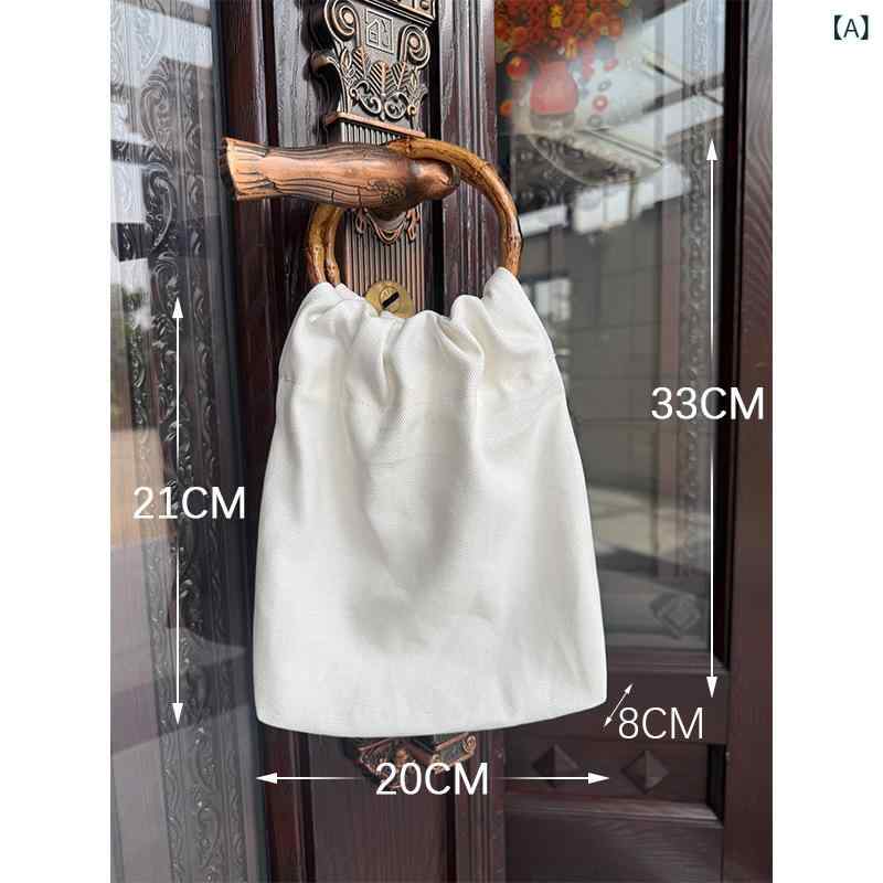 トートバッグ レディース バンブーハンドル ハンドメイド 帆布 キャンバス 染色デザイン オリエンタルスタイル 和モダン デイリーユース 普段使い ミディアムサイズ ホワイト 柔らかい