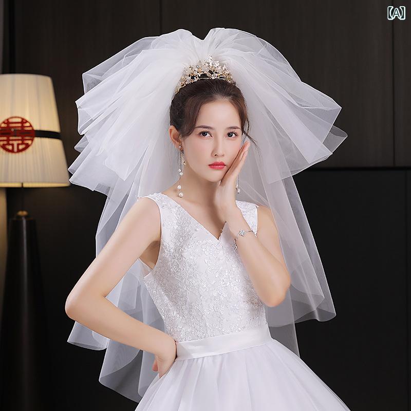 ベール レディース 花嫁 ブライダル ウェディング 美しい 繊細 ふわふわ 雲のような ボリューム チュール 結婚式 挙式 前撮り ロケーションフォト スタジオ撮影 二層 ホワイト