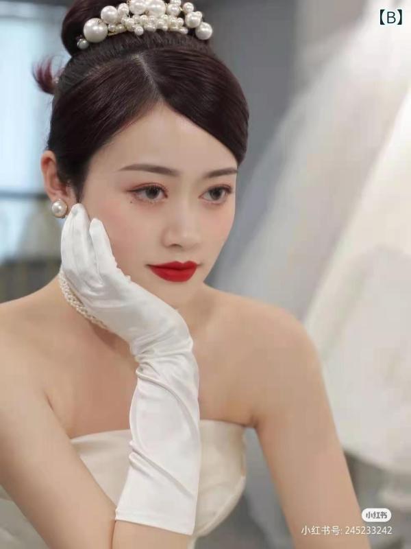 手袋 レディース ブライダル ウェディング 結婚式 披露宴 二次会 ロング丈 サテン ...