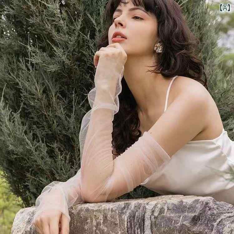 グローブ レディース 花嫁 新婦 結婚式 ブライダル パーティー ロング丈 フィンガーレス 幻想的 ナチュ..