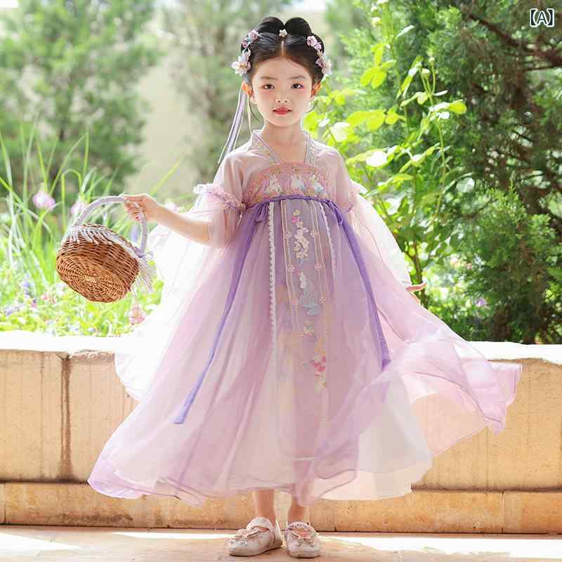 ・柄: 花柄・生地加工: ソフト加工・デザイン: かわいい、プリント・対象性別: 女の子・素材: ポリエステル混紡・スタイル: チャイナ風・厚さ: 薄手・カラー: パープル・サイズ: 110、120、130、140、150、160・形: 唐装・対象年齢: 3〜8歳（身長100〜140cm）・商品カテゴリ: 子供用チーパオ・唐装・民族衣装