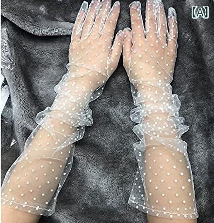 手袋 レディース 春夏 ファッション レトロ 高級感 ブラック メッシュ 薄手 シアー ロング 写真撮影 フォーマル ドレス 結婚式 パーティー グローブ