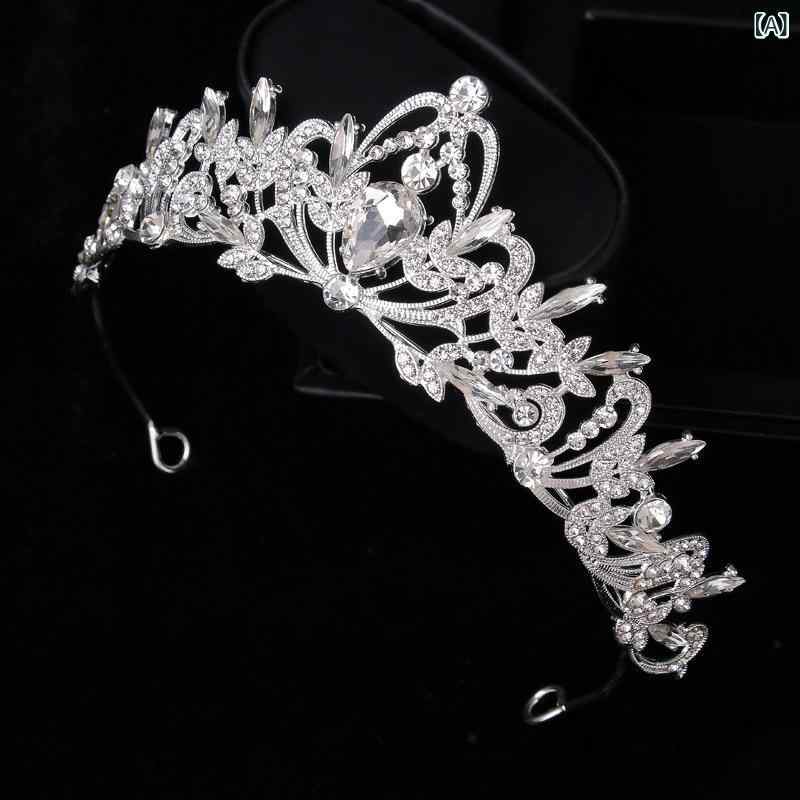 ティアラ 女性用 ブライダル バロック レトロ調 クリスタル クラウン 合金製 電気メッキ加工 結婚式 ウェディングドレス 披露宴 フォーマルドレス 誕生日 プリンセス 韓国風 欧米風 カチューシャ シルバー ゴールド