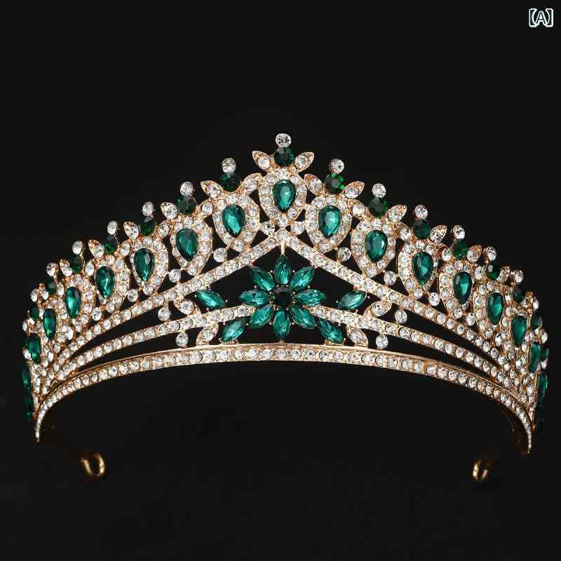 ティアラ レディース 花嫁 ウェディング プリンセス ジルコニア ラインストーン 髪飾り クラウン ヘッドドレス 結婚式 披露宴 二次会 パーティー 誕生日 発表会 豪華 華やか 高級感 ゴールド シルバー レッド 赤色