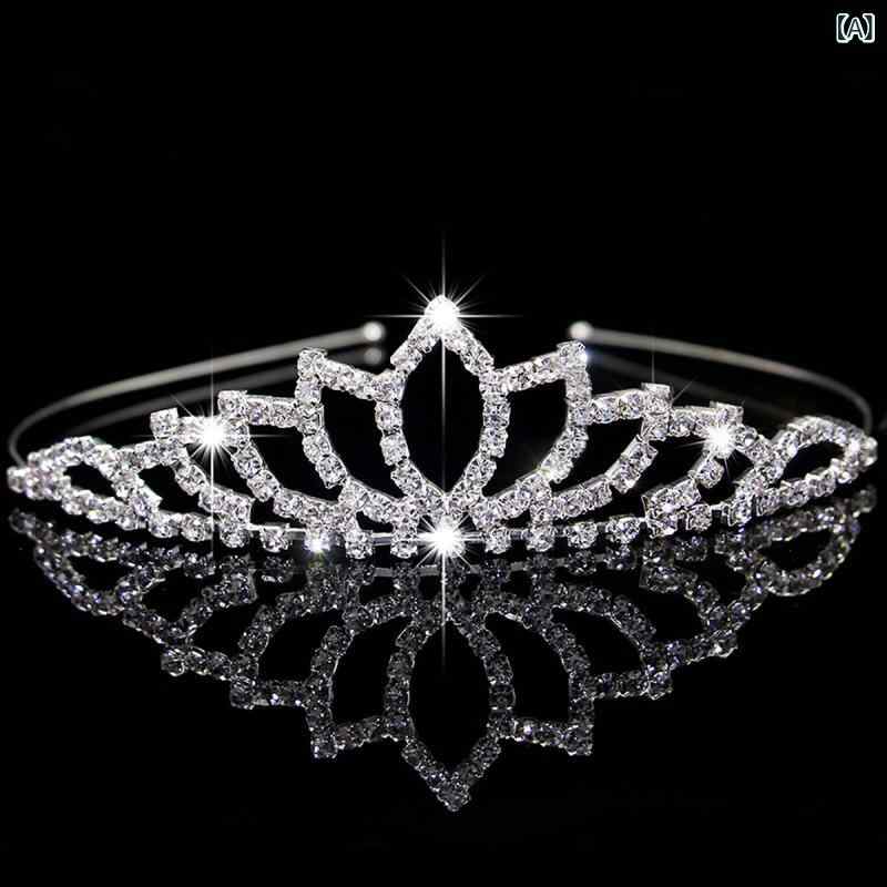 ヘアアクセサリー キッズ 子供用 かわいい ティアラ クラウン ラインストーン 金属製 韓国風 韓流 カチューシャ 結婚式 ブライダル 発表会 舞台 イベント