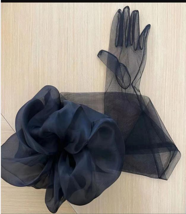 グローブ レディース ブライダル ウェディング 花嫁 ドレス用 フォーマル シアー チュール 透け感 セク..