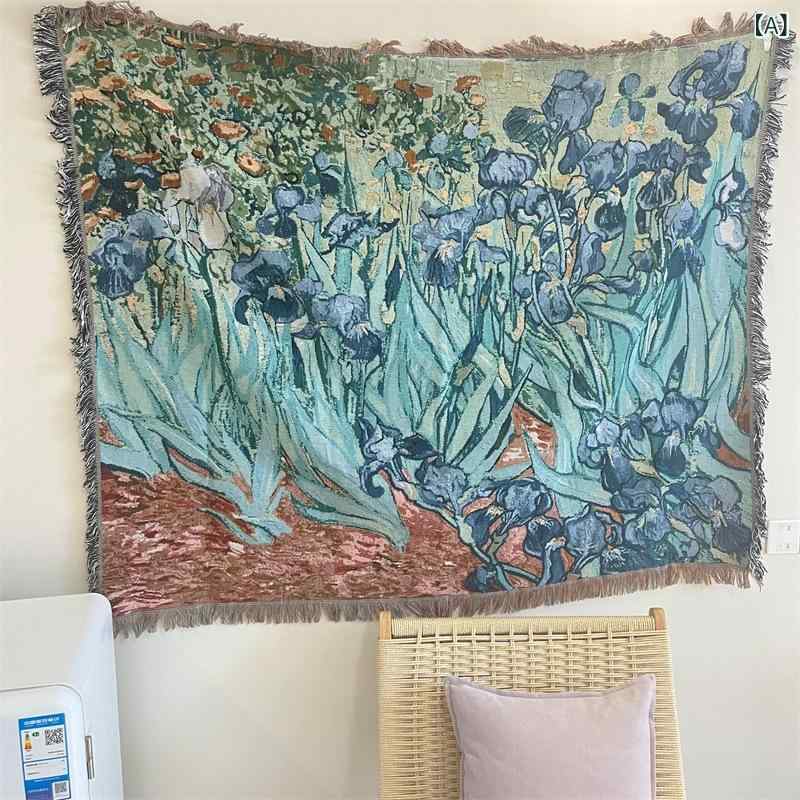 タペストリー ゴッホ 世界名画 油絵風 アイリス レトロ調 アンティーク風 北欧風 おしゃれ インテリア ..