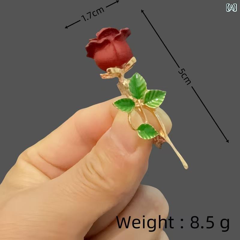 ブローチ レディース 赤いバラ フラワー コサージュ 高級感 滴油 おしゃれ ファッション エレガント 上品 スーツ ジャケット コート ワンピース バッグ ストール 飾り 入学式 卒業式 結婚式 パーティー 普段使い 春夏