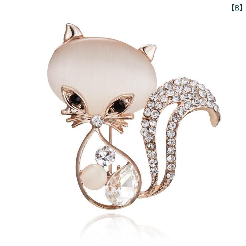 narukiのブローチ レディース 女性用 猫 子猫 フクロウ 動物 王冠 クラウン ラインストーン キャッツアイ キャラクター 合金 電気メッキ加工 襟元 留め具 シンプル ファッション 通勤 カジュアル アクセサリー 普段使い｜アングル2