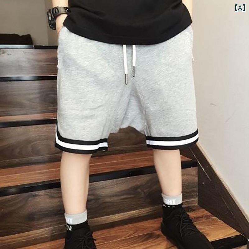 ・カテゴリ: 子供用パンツ・スタイル: 韓国風・主な素材: 綿 95%・パンツ丈: ショートパンツ・対象性別: 男の子・対象年齢: 中大型児童（8歳以上、身長140cm以上）・デザイン: ベーシック・加工技術: 柔軟加工・柄: ボーダー・股上: レギュラー・ウエスト: ゴム仕様・カラー展開: グレー、ブラック・対象身長: 110cm、120cm、130cm、140cm、150cm、160cm