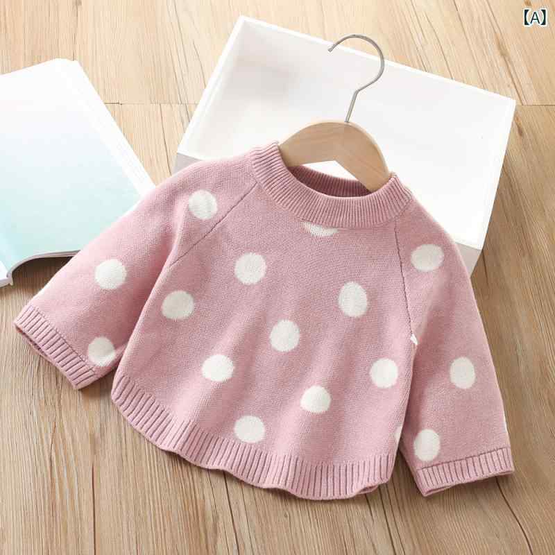 ニット 女の子 キッズ ガールズ プルオーバー セーター 秋冬 韓国風 オルチャン ドット柄 水玉模様 か..