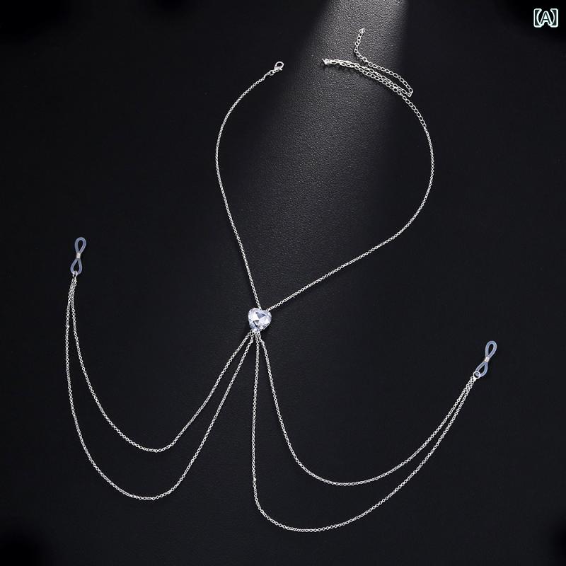 Necklaces, Braclets - ボディチェーン レディース セクシー 欧米風 多層 ハート ラインストーン ニップルチェーン 合金製 電気メッキ加工 ゴージャス 華やか 白 緑 ピンク