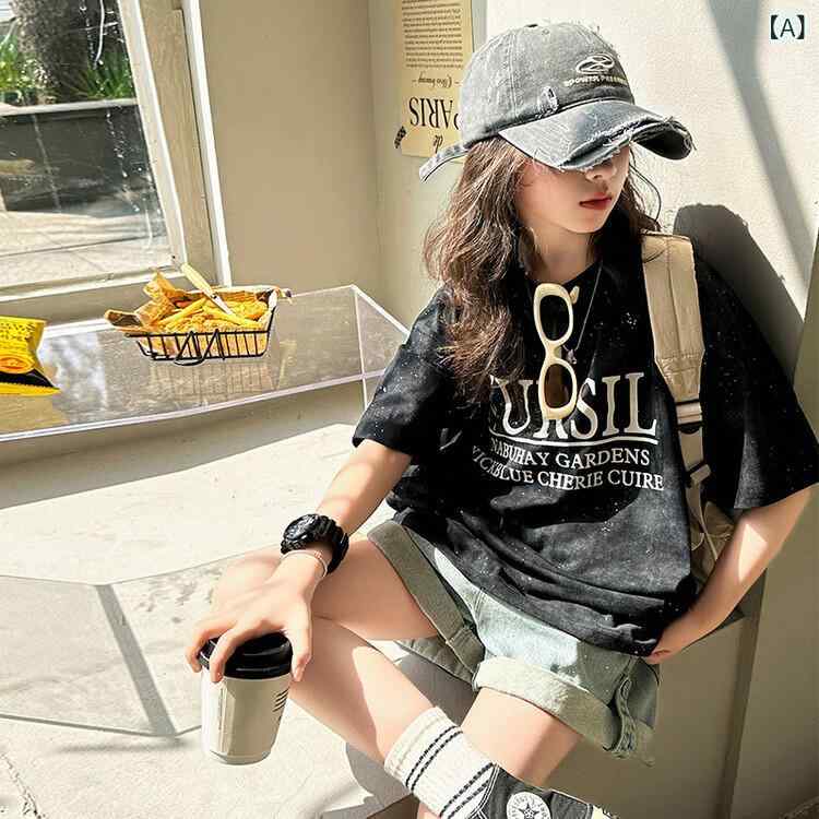 ・カテゴリ: 子供服、Tシャツ・スタイル: 韓国風、スポーティ、可愛い、カジュアル・対象性別: ガールズ・ネックライン: クルーネック・袖丈: 半袖・フード: なし（フードなし）・対象年齢: 8歳以上、140cm以上・柄: 無地、アルファベット・主な素材: 綿 70%・機能: 吸湿速乾・カラー展開: ブラックトップス、ローズピンクトップス、ラインストーンショートパンツ、ブラックセットアップ、ローズレッドセットアップ・サイズ展開: 120cm、130cm、140cm、150cm、160cm、170cm