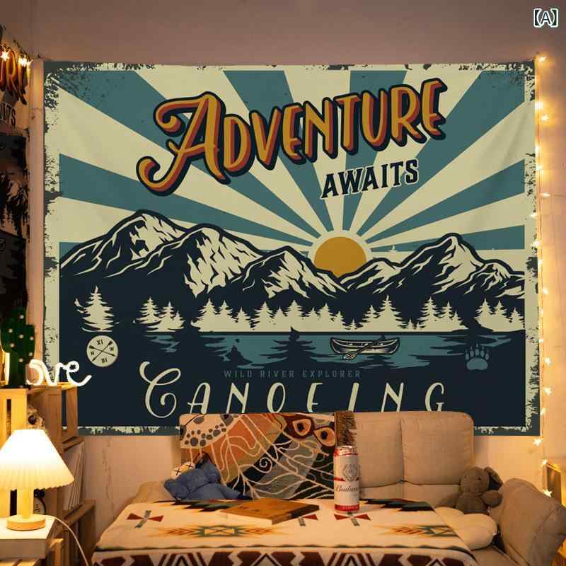 タペストリー アメリカン レトロ キャンプ アウトドア 背景 壁掛け インフルエンサー ベッドルーム デ..