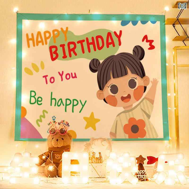 narukiのタペストリー 子供 ベビー 誕生日 記念日 撮影 背景布 インスタ映え キャラクター 寝室 リビング デコレーション ウォールアート ポリエステル かわいい おしゃれ｜アングル2