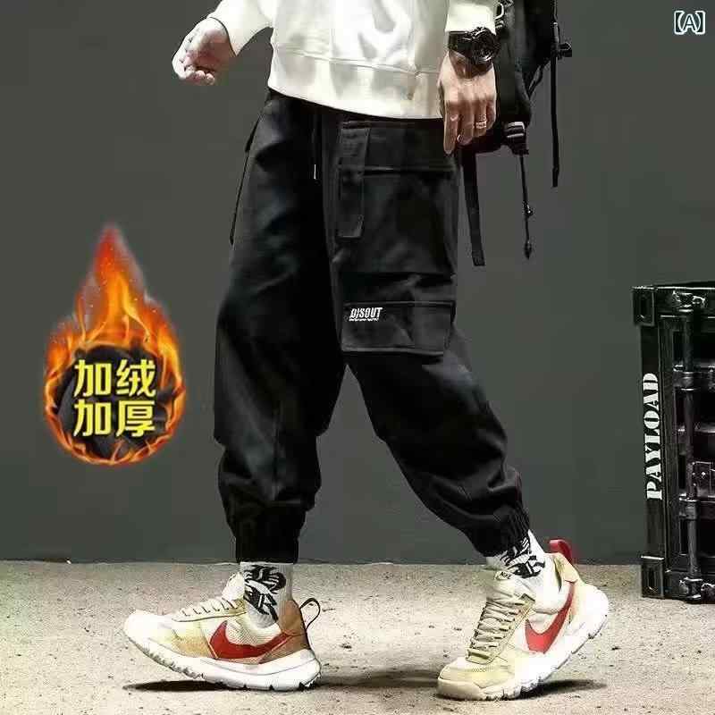 パンツ メンズ カーゴ ワーク ジョガー ミリタリーグリーン ゆったり ルーズフィット 防風 撥水 耐摩耗 フリース裏地 秋冬 カジュアル 普段使い ヴィンテージ風