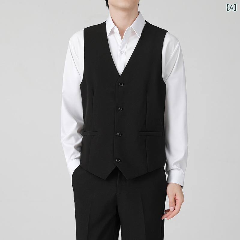 楽天narukiベスト メンズ 男性用 ジレ スリムフィット サービス業 ホテル 飲食店 KTV 従業員 制服 ユニフォーム 結婚式 新郎 介添人 ビジネス 紳士 フォーマル セミフォーマル ポリエステル 黒 紺 灰色 カーキ 茶色