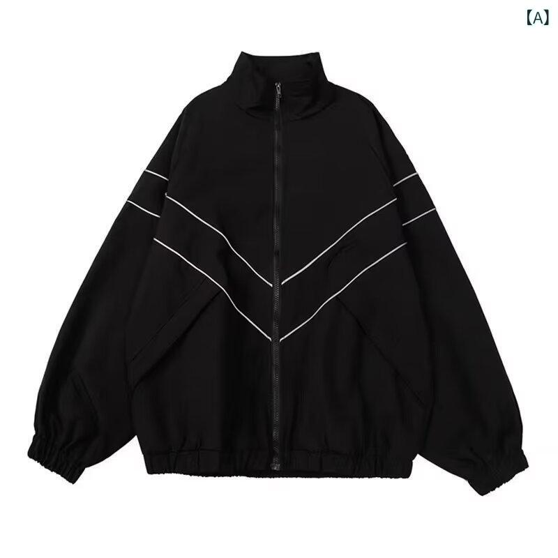 ・カテゴリ: ジャケット・スタイル: カジュアル・対象: 青年・性別: 男性・主な素材: ポリエステル・裏地素材: ポリエステル・機能: 耐摩耗・厚さ: 普通・柄: ストライプ、無地・ネックライン: スタンドカラー・フィット: ルーズフィット・開閉: ジッパー・袖丈: 長袖・袖タイプ: レギュラー・着丈: レギュラー・着用シーン: デイリー・デザインディテール: ステッチ・加工: アイロン不要・ポケット: サイドシームポケット・着用方法: アウター・カラー展開: ブラック、ブルー・サイズ展開: M、L、XL、XXL、3XL