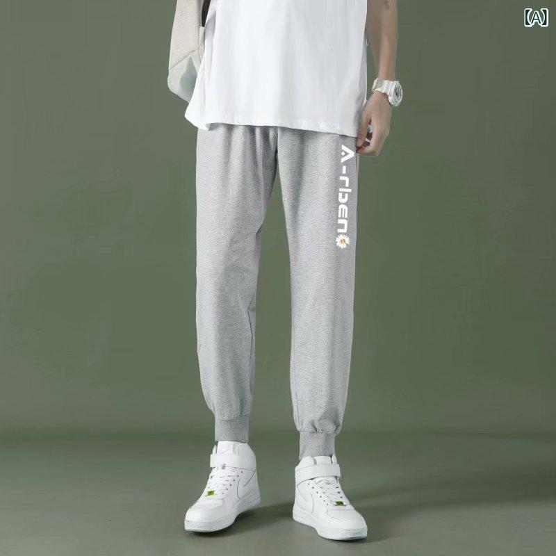 ・カテゴリ: スウェットパンツ・スタイル: 韓国・主な素材: ポリエステル95%・パンツシルエット: ルーズフィット・パンツ丈: クロップド丈・ウエスト: ミドルウエスト・フロント: ドローストリング・厚さ: 普通・適用シーン: スポーツ・裾タイプ: テーパード・加工: アイロン不要・柄: プリント・カラー展開: グレー、ブラック・サイズ展開: M、L、XL、XXL、3XL、4XL、5XL・対象性別: メンズ