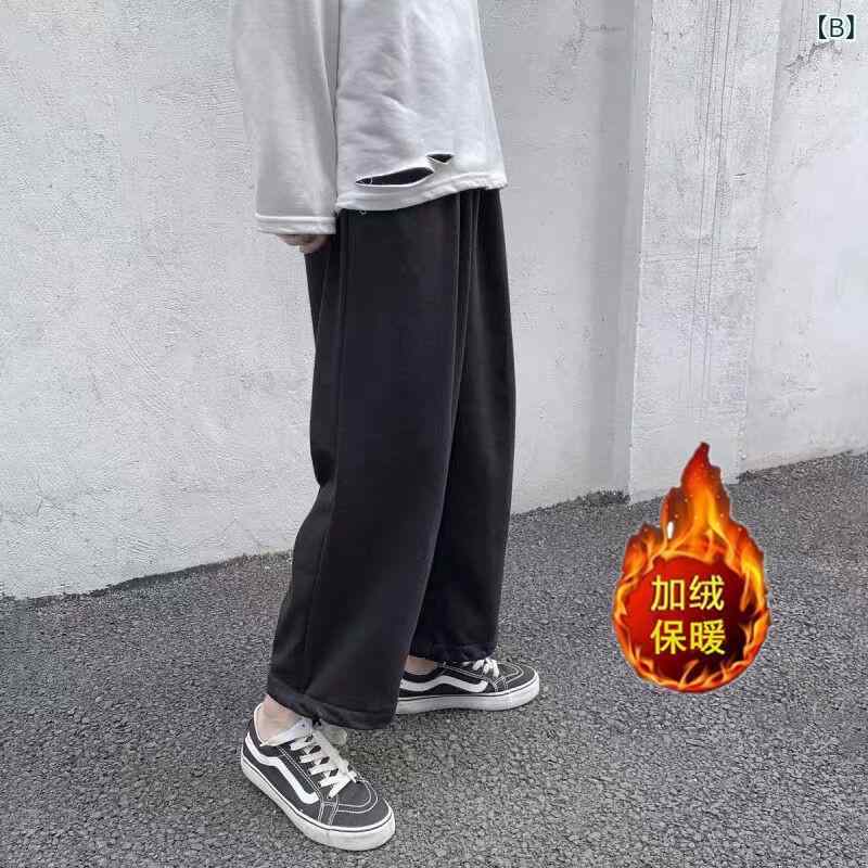 スウェットパンツ メンズ 男性用 秋冬 裏起毛 ジョガー ストレート 9分丈 ゆったり リラックスフィット カジュアル スポーツ 普段使い グレー ポリエステル素材 微ストレッチ ルームウェア ブラック