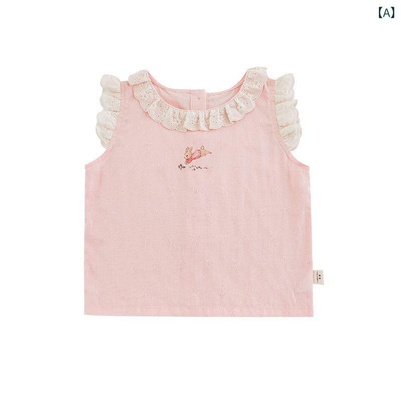 ・カテゴリ: 子供用タンクトップ、キャミソール・性別: 女児・スタイル: 韓国風・デザイン: キャミソール・対象年齢: 中小の子供（3〜8歳、100〜140cm）・生地加工: 柔軟処理・柄: キャラクター・素材: 綿 53.6%・安全基準: Aクラス・フード: フードなし・カラー展開: ピンク、アプリコット・サイズ展開: 80cm、90cm、100cm、110cm、120cm、130cm、140cm