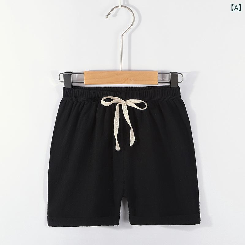 ショートパンツ キッズ 男女兼用 夏 薄手 接触冷感 虫よけ コットン混 綿麻風 涼しい ボトムス 無地 部屋着 通園 通学 通学