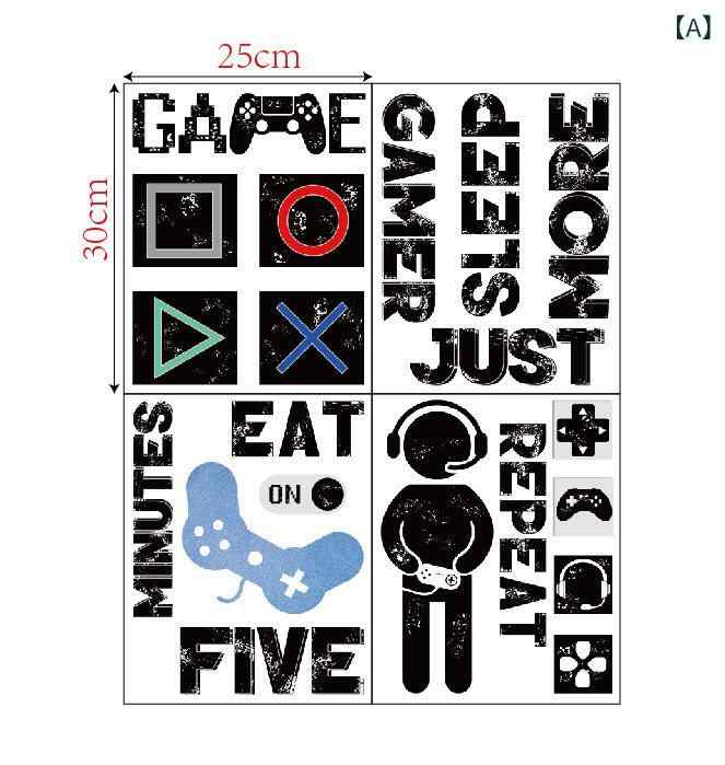 ウォールステッカー 男の子 ボーイズ ゲームキャラクター eat game sleep 英字 DIY 寝室 子供部屋 壁飾り デコレーション PVC素材 防水 簡単貼付 モダン シンプル 模様替え