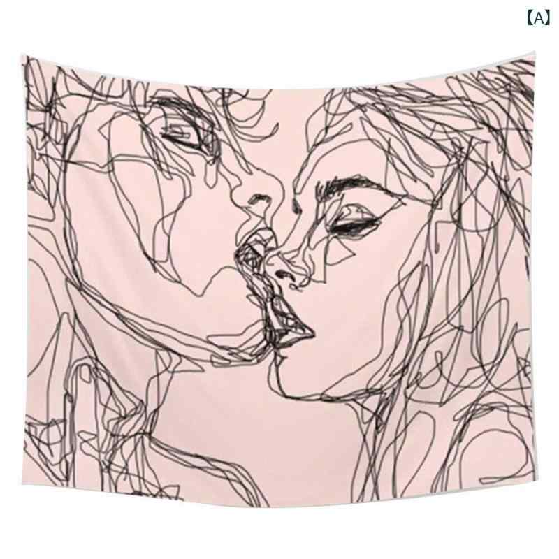 タペストリー レディース メンズ キス カップル 壁掛け ピンク アートデザイン 北欧風 かわいい おしゃ..