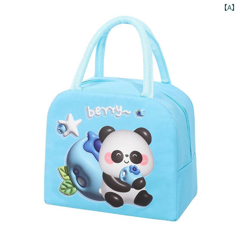 お弁当袋 子供 キッズ 3D キャラクター かわいい 学生用 通学 手提げ ランチバッグ ランチトート 厚手 アルミホイル 保温 保冷 オックスフォード生地