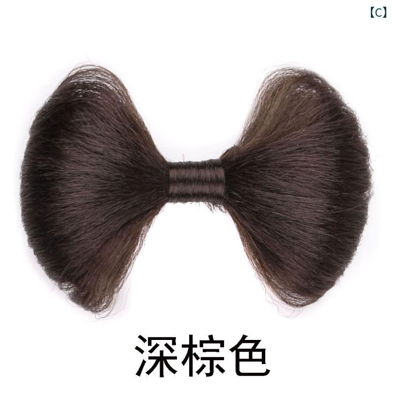narukiのヘアピース レディース 簡単装着 時短 お団子 シニヨン ウィッグ 付け毛 蝶結び リボン 髪飾り ふわふわ ボリュームアップ まとめ髪 再生繊維 自然な仕上がり フォーマル カジュアル ブラック ブラウン｜アングル3