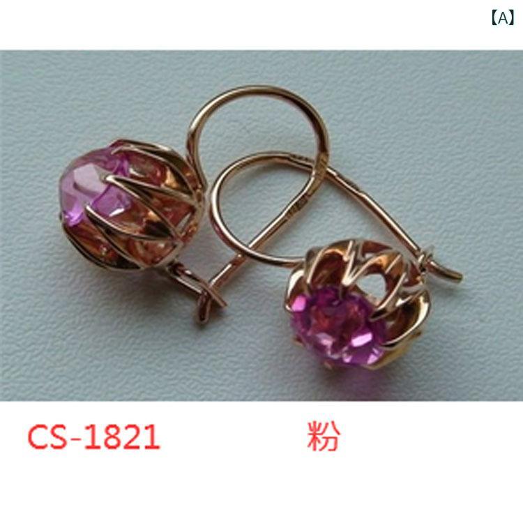 イヤリング レディース ジルコニア ルビー フラワー 花モチーフ レトロ ヴィンテージ 重ね付け風 上品 エレガント シンプル 普段使い 欧米風 耳飾り イヤークリップ