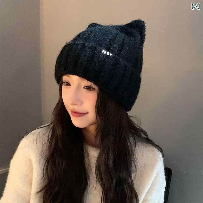 樂天商城 - ニット帽 レディース かわいい 猫耳 ふわふわ アクリル 秋冬 耳当て 保温 防寒 防風 小顔効果 万能 カジュアル エレガント シンプル