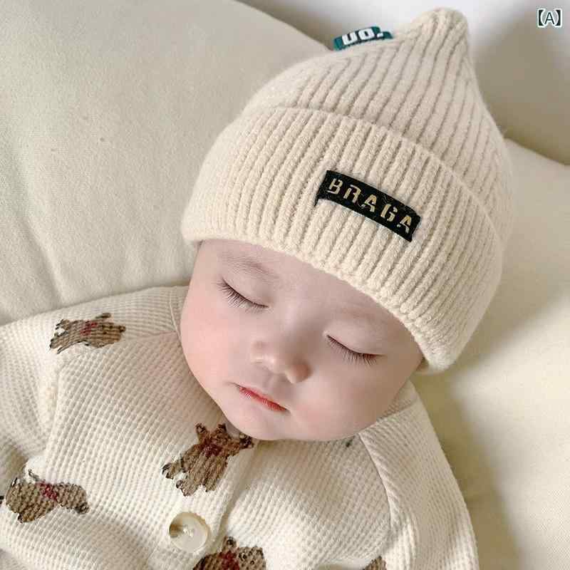 樂天商城 - ニット帽 ベビー 赤ちゃん 乳幼児 新生児 かわいい とんがりデザイン コットン 綿素材 暖かい 防寒 普段使い お出かけ 秋冬 出産祝い ギフト