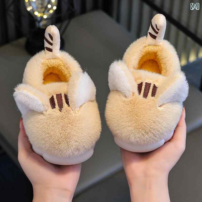 スリッパ キッズ 子供用 女の子 かわいい キャラクター 厚手 裏起毛 ふわふわ 暖かい 室内用 滑り止め 厚底 かかと付き ルームシューズ 防寒 秋冬