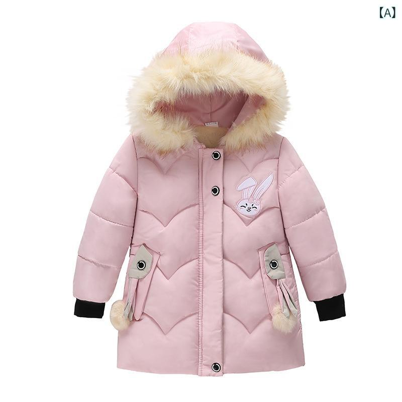 キッズ 女の子 ベビー 中綿コート ミドル丈 秋冬 フード付き ジップアップ 中綿ジャケット アウター 暖かい 保温 防寒着 カジュアル 普段使い 通園 お出かけ