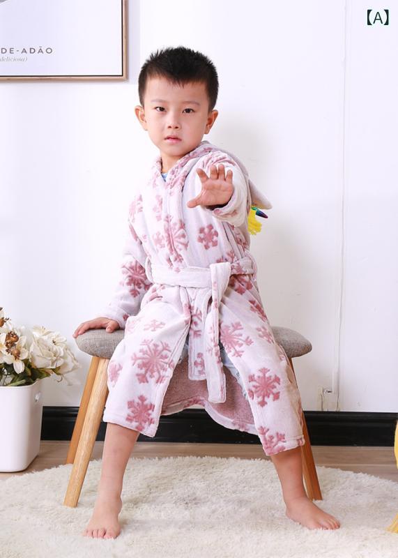 バスローブ キッズ 子供 男女兼用 フランネル ポリエステル キャラクター かわいい 厚手 暖かい ソフト 柔らか 立体デザイン 部屋着 パジャマ ルームウェア 浴衣 お風呂上り